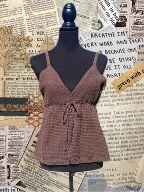 Knit Tie-Waist Brown Cami Tank Top | Limited Edition |